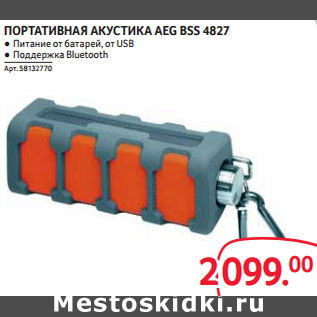 Акция - ПОРТАТИВНАЯ АКУСТИКА AEG BSS 4827