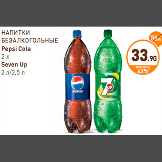 Акция - НАПИТКИ БЕЗАЛКОГОЛЬНЫЕ Pepsi Cola2 л Seven Up