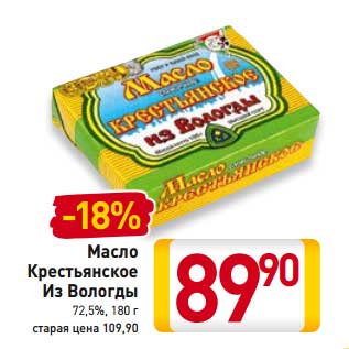 Акция - Масло Крестьянское Из Вологды 72,5%