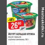 Магазин:Верный,Скидка:ЙОГУРТ БОЛЬШАЯ КРУЖКА
вишня-черешня;
клубника-земляника, 190 г
