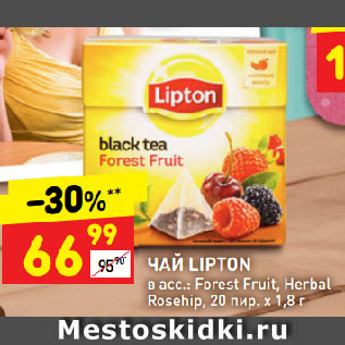 Акция - ЧАЙ LIPTON в асс.: Forest Fruit, Herbal Rosehip