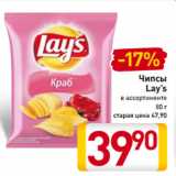 Магазин:Билла,Скидка:Чипсы
Lay’s
в ассортименте
80 г