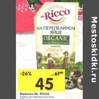 Акция - Майонез Mr. Ricco Organic на перепелином яйце 67%