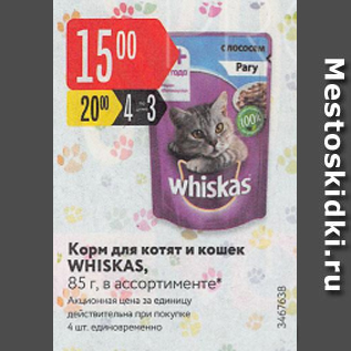 Акция - Корм для котят и кошек Whiskas