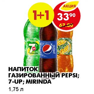 Акция - НАПИТОК ГАЗИРОВАННЫЙ PEPSI; 7-UP; MIRINDA