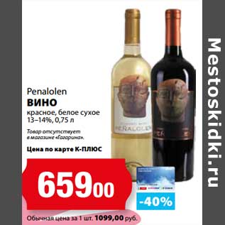 Акция - Вино красное, белое сухое 13-14% Penalolen