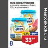 Магазин:Лента,Скидка:ПЮРЕ МЯСНОЕ ФРУТОНЯНЯ,
с крупой и овощами, с 8 мес.