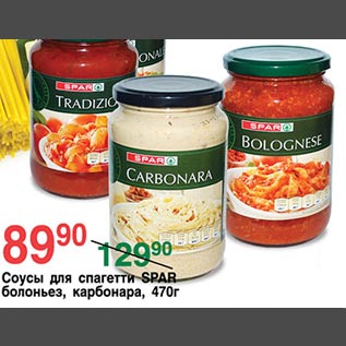 Акция - Соусы для спагетти SPAR болоньез, карбонара