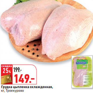 Акция - Грудка цыпленка охлажденная, кг, Троекурово