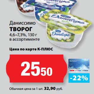 Акция - Творог 4,6-7,3%, Даниссимо