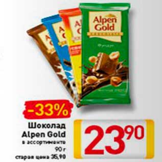 Акция - шоколад Alpen Gold