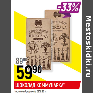 Акция - ШОКОЛАД КОММУНАРКА* молочный; горький, 68%