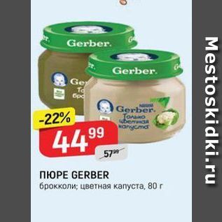 Акция - ПЮРЕ GERBER брокколи