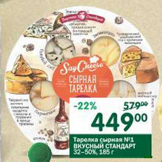Акция - Тарелка сырная №1, Вкусный Стандарт 32-50%
