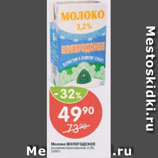 Акция - Молоко Вологодское 3.2%