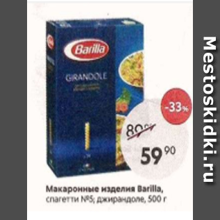 Акция - Макаронные изделия Barilla