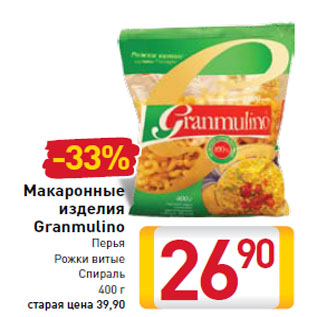 Акция - Макаронные изделия Granmulino