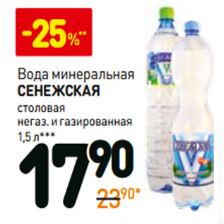 Акция - Вода минеральная Сенежская столовая негаз., газированная