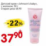 Магазин:Авоська,Скидка:Детский крем «Johnson`s baby» с молоком 