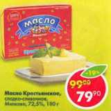 Магазин:Пятёрочка,Скидка:Масло Крестьянское сладко-сливочное Милково 72,5%