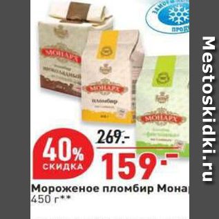 Акция - Мороженое пломбир Мона 450 г.