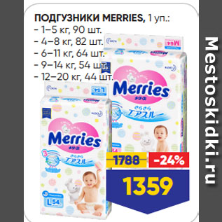 Акция - ПОДГУЗНИКИ MERRIES