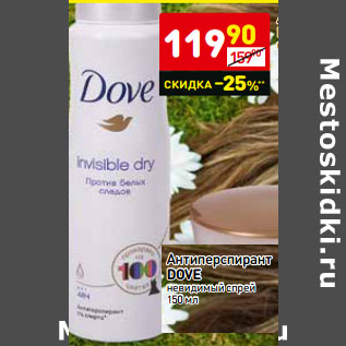 Акция - Антиперспирант DOVE невидимый спрей