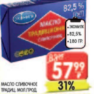 Акция - Масло сливочное Трад. мол. прод. Экомилк 82,5%