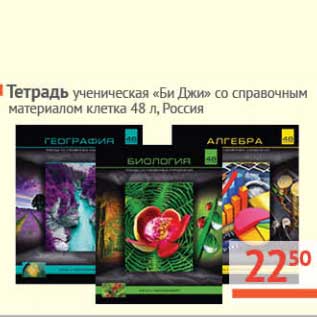 Акция - Тетрадь ученическая "Би Джи" со справочным материалом клетка 48 л