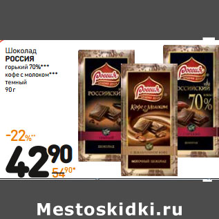 Акция - Шоколад РОССИЯ темный кофе с молоком*** горький 70%***