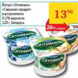 Магазин:Седьмой континент, Наш гипермаркет,Скидка:Йогурт «Оптималь» «Савушкин продукт» 0-2%