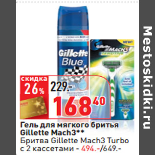 Акция - Гель для мягкого бритья Gillette Mach3**