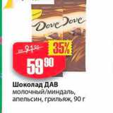 Магазин:Авоська,Скидка:Шоколад ДАВ молочный/миндаль, апельсин, грильяж, 90 г 
