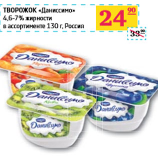 Акция - ТВОРОЖОК «Даниссимо» 4,6-7% Россия