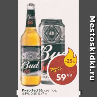 Акция - Пиво Bad 66 4,3%