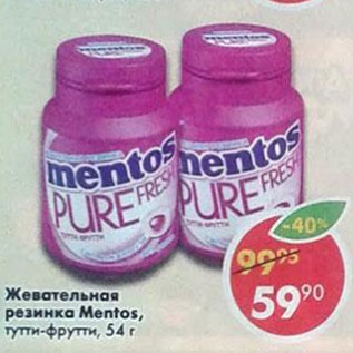 Акция - Жевательная резинка тутти-фрутти Mentos