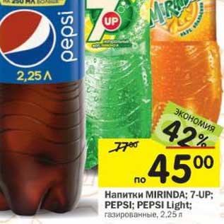 Акция - Напитки Mirinda; 7-UP; Pepsi; Pepsi light