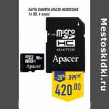 Магазин:Лента,Скидка:Карта памяти APAC ER microSDHC 16 GB, 4 класс