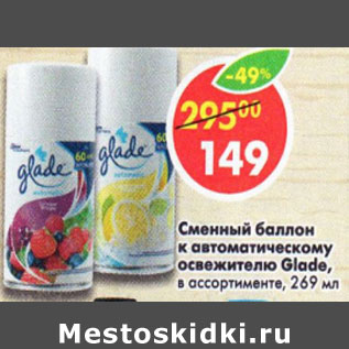 Акция - Сменный баллон к автоматическому освежителю Glade