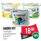 Spar Акции - Биойогурт
«Слобода»
в ассортименте
2.9–8.7%
125 г