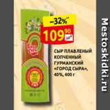 Дикси Акции - СЫР ПЛАВЛЕНЫЙ
КОПЧЕННЫЙ
ГУРМАНСКИЙ
«ГОРОД СЫРА»,
40%, 400 г