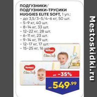 Акция - ПОДГУЗНИКИ поДГУЗники-ТРУСИКИ HUGGIES ELITE