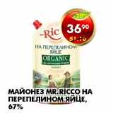 Магазин:Пятёрочка,Скидка:МАЙОНЕЗ MR. RICCO НА ПЕРЕПЕЛИНОМ ЯЙЦЕ, 67%