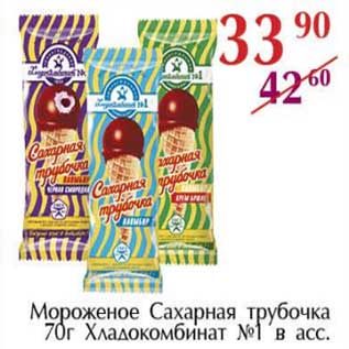 Акция - Мороженое Сахарная трубочка Хладкомбинат №1