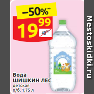 Акция - Вода ШИШКИН ЛЕС детская п/б, 1,75 л