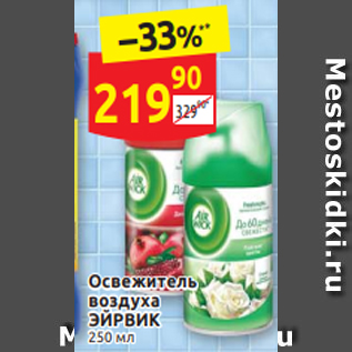 Акция - Освежитель воздуха ЭЙРВИК 250 мл