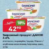 Магазин:Авоська,Скидка:Творожный продукт Данон 3,6%