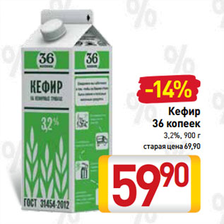 Акция - Кефир 36 копеек 3,2%