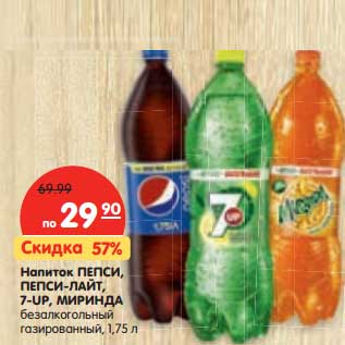 Акция - Напиток Пепси, Пепси-Лайт, 7up, Миринда, безалкогольный газированный