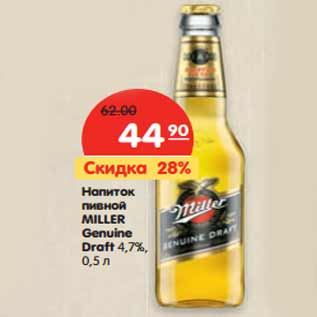 Акция - Напиток пивной Miller Genuine Draft 4,7%